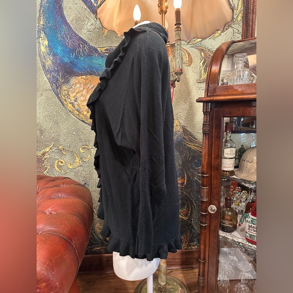 Euc Notation Black Ruffled Sweater - image 3